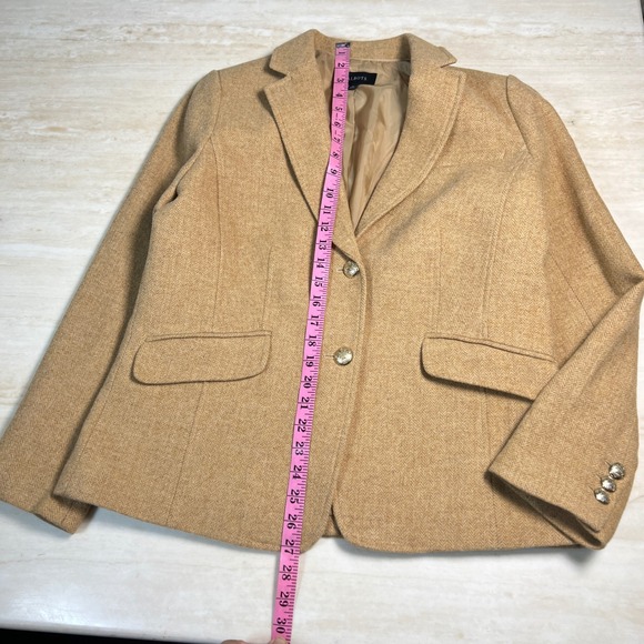 Talbots Women's Camel Herringbone Tweed Blazer Jacket Size 12 - Picture 7 of 10